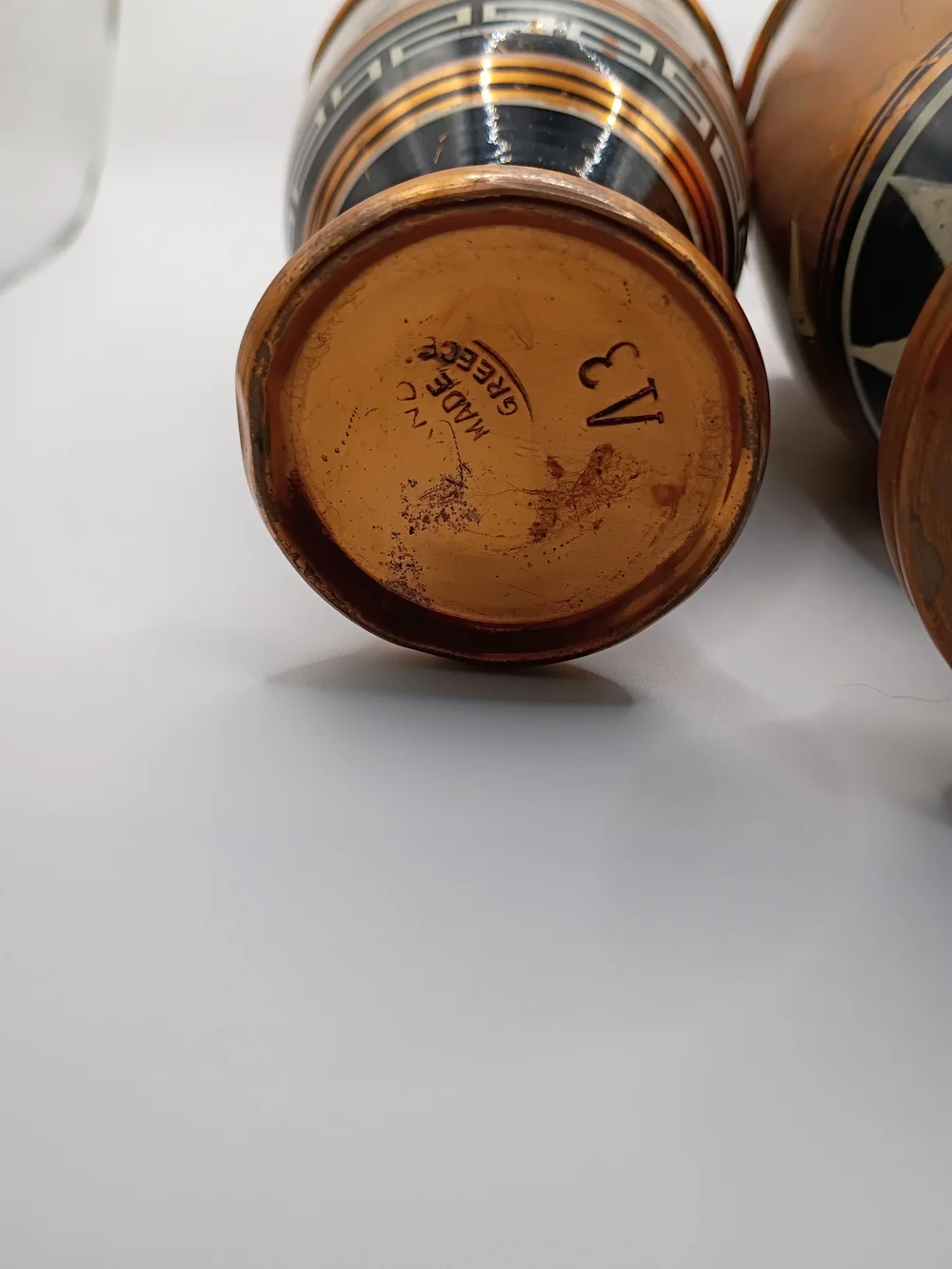 Vintage Hand Painted Greek Copper Vase Set